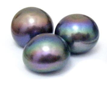 Black 11-12mm Half Drilled Button Single Pearls